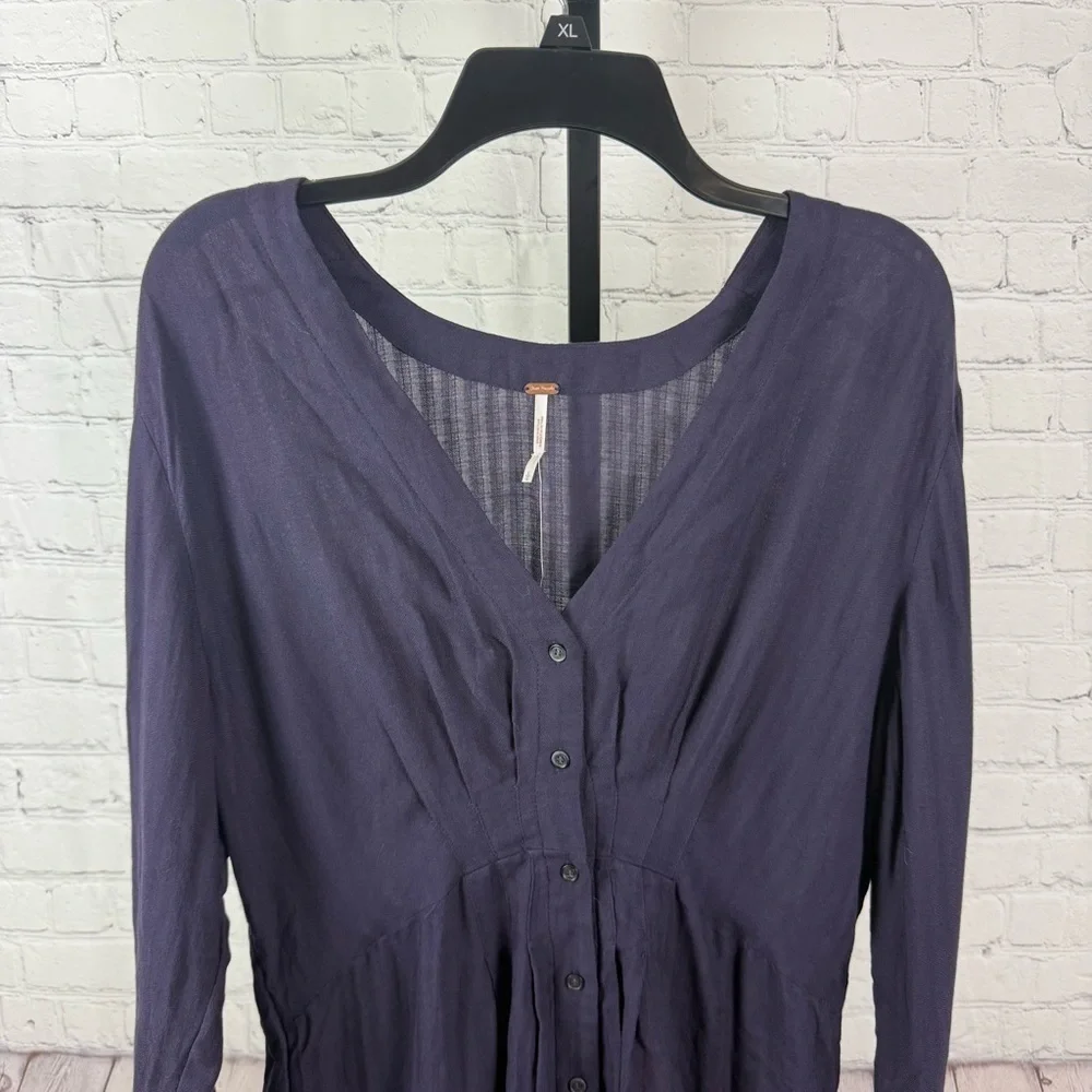Free People Back in the Spotlight Belted Button Down Shirt Size Large